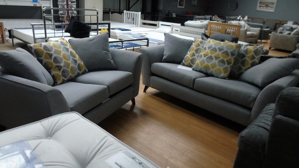 Hilton 3 seater and 2 seater grey scatter back £799 (SWANSEASUPERSTORE)