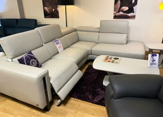RACHEL electric recliner corner suite stone hide £2999 (SWANSEA SUPERSTORE) - Click for more details