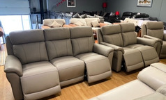 NEWCASTLE ELECTRIC RECLINER 3 SEATER AND 2 SEATER STONE £2399 (SWANSEA SUPERSTORE) - Click for more details