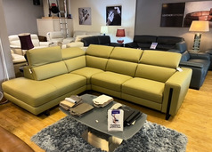 RACHEL electric recliner corner suite green hide £2799 (SWANSEA  SUPERSTORE) - Click for more details