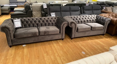 HAMPTION CHESTERFIELD 3 SEATER AND 2 SEATER GREY £799 (SWANSEA SUPERSTORE) - Click for more details