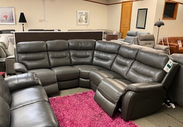MELTON DOUBLE ELECTRIC RECLINER CORNER SUITE DARK GREY £1899 (SWANSEA SUPERSTORE)