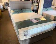 VERMONT 3000 DOUBLE MATTRESS- BASE AND HEADBOARD LIGHT GREY £549 (SWANSEA BED SUPERSTORE) - Click for more details