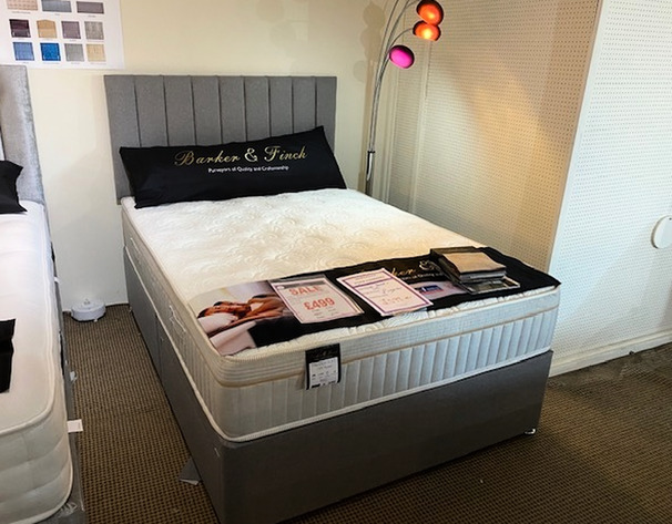 TRILOGY 1500 POCKET DOUBLE MATRESS DIVAN BASE-DRAWS AND HEADBOARD GREY £499 (SWANSEA BED SUPERSTORE)