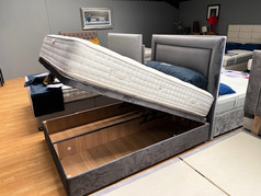 VERONA 1000 POCKET SPRUNG MATRESS -OTTOMAN BASE AND HEADBOARD  DARK GREY £799 (SWANSEA BED SUPERSTORE) - Click for more details