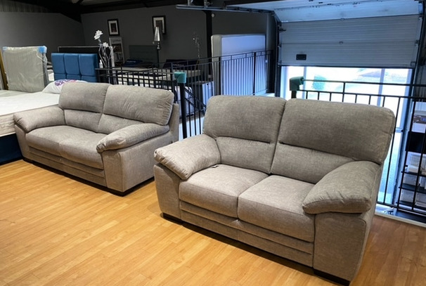 MAX 3 SEATER AND 2 SEATER LIGHT GREY £1499 (SWANSEA SUPERSTORE)