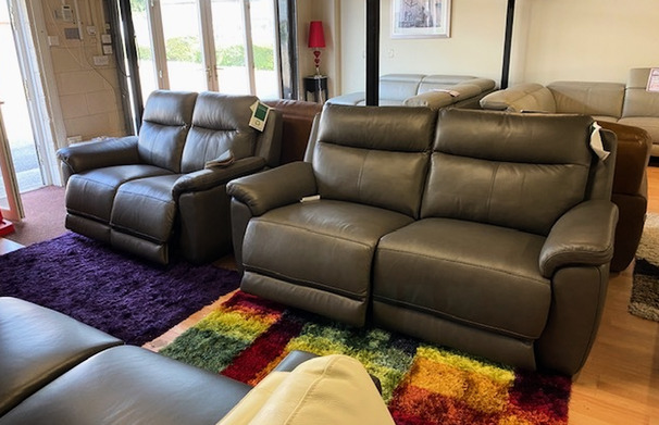 MAITLAND ELECTRIC RECLINER 3 SEATER AND 2 SEATER DARK GREY £2299 (SWANSEA SUPERSTORE)