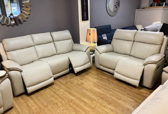RICHMOND ELECTRIC RECLINER 3 SEATER AND 2 SEATER WITH ADJUSTABLE LUMBAR AND HEADRESTS -FROST £2799 (SWANSEA SUPERSTORE) - Click for more details