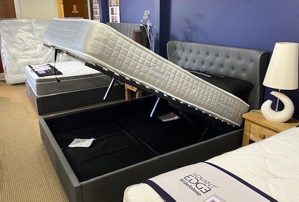 KYOTO FIVE FOOT OTTOMAN AND PARIS MATTRESS GREY £599 (SWANSEA BED SUPERSTORE)