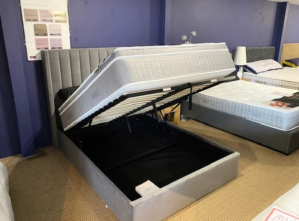 KYOTO DOUBLE OTTOMAN AND NEWBURY MATTRESS GREY £599 (SWANSEA BED SUPERSTORE)