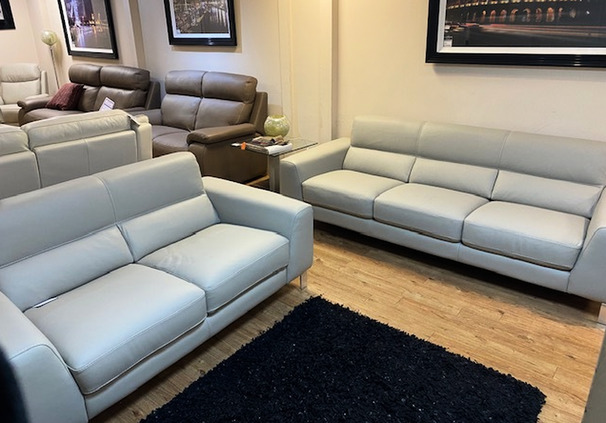 BARI LARGE SOFA AND 2 SEATER STONE GREY £2499 (SWANSEA SUPERSTORE)