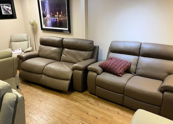 PISA ELECTRIC RECLINER 3 SEATER AND 2 SEATER FAWN £1999 (SWANSEA SUPERSTORE)