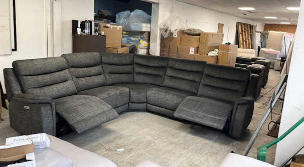 LONDON DOUBLE ELECTRIC RECLINER CORNER SUITE DARK GREY £999
