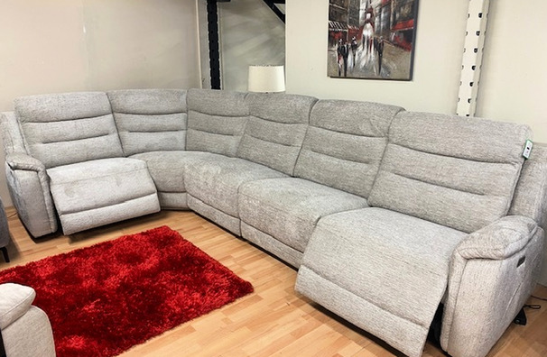 LONDON DOUBLE ELECTRIC RECLINER CORNER SUITE LIGHT GREY £999