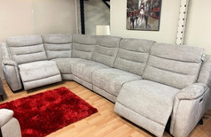 LONDON DOUBLE ELECTRIC RECLINER CORNER SUITE LIGHT GREY £999 - Click for more details