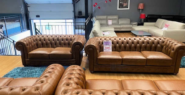 CHESTER 3 SEATER AND 2 SEATER VINTAGE TAN £3499 (SWANSEA SUPERSTORE)