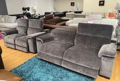 LIMOGE ELECTRIC RECLINER 3 SEATER AND 2 SEATER DARK GREY (£1999) SWANSEA SUPERTSTORE - Click for more details