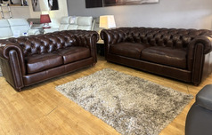 BLENHEIM CHESTERFIELD 3 SEATER AND 2 SEATER DARK RUST £2999  (SWANSEA SUPERSTORE) - Click for more details